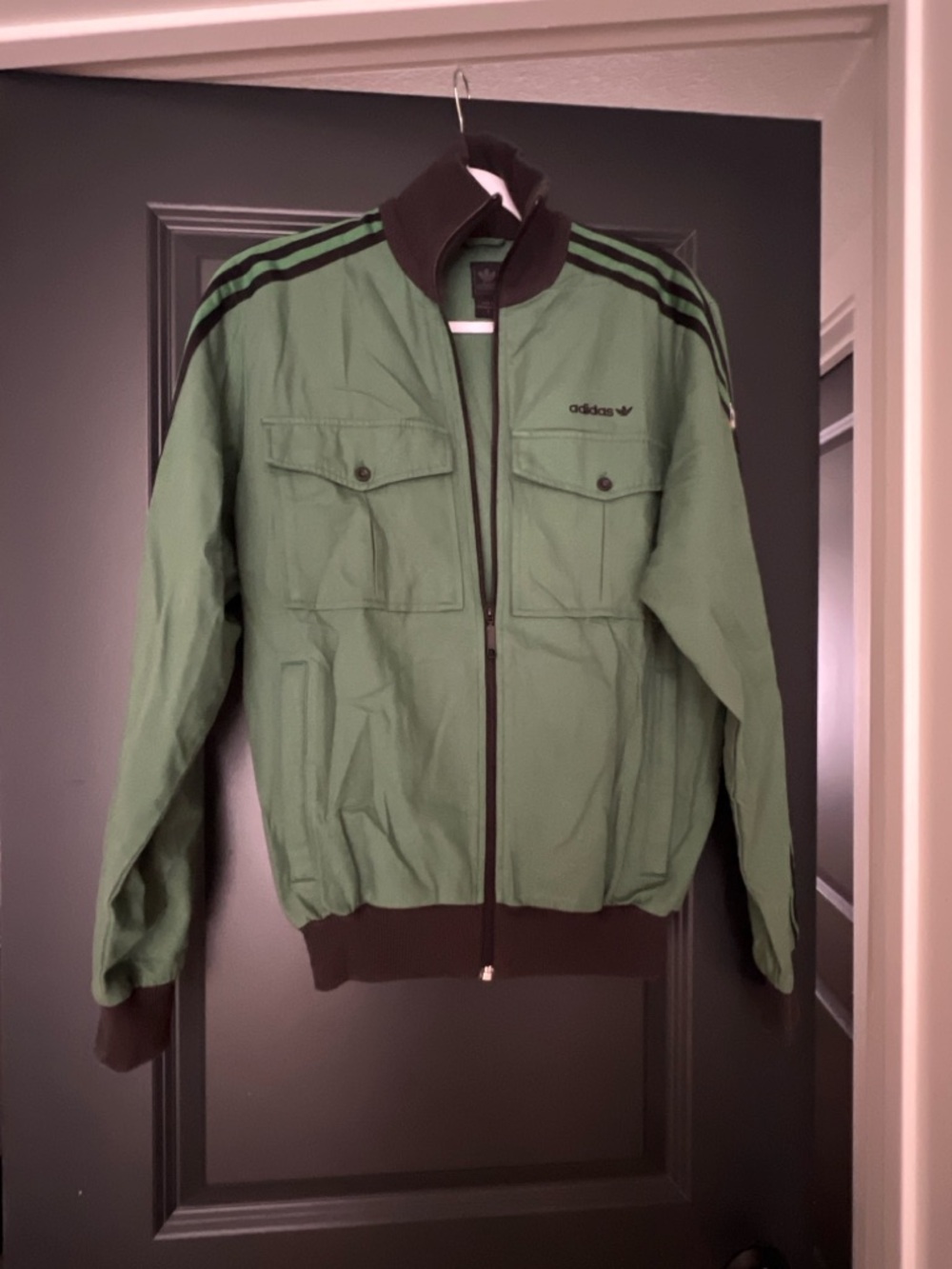 Espana 82 adidas Green Bomber-Style Track Jacket with Black Trim - Picture 4 of 10